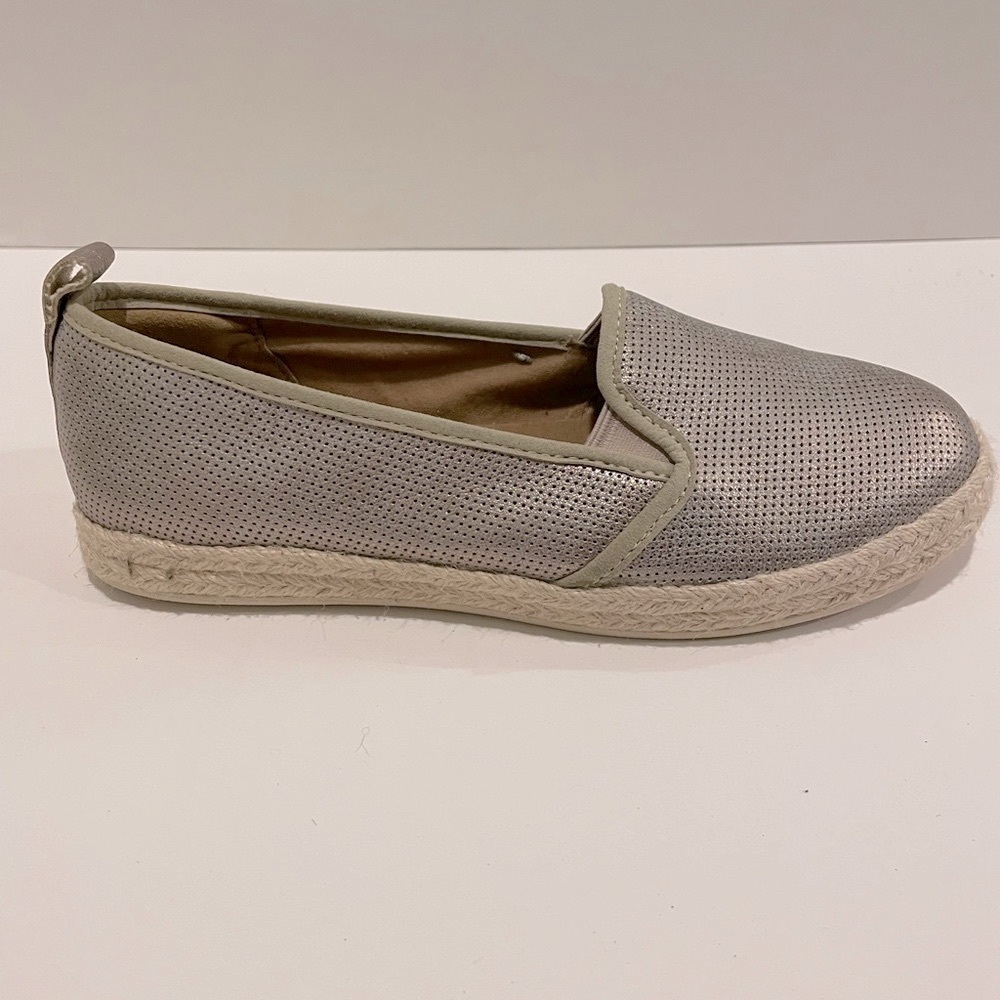 🆕🌸CLARKS AZELLA THEONI SHOES ESPADRILLES PEWTER 9W  GENUINE LEATHER NEW - Picture 3 of 6